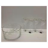 Mikasa Rendezvous Gold Wine Glasses and Colony Crafts Salad Bowl