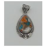 Sterling Silver Teardrop Pendant with Spiny Oyster