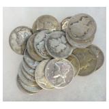 22 Silver Mercury Dimes
