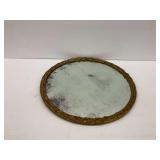 Round Wall Mirror with Leaf Detail Frame... some frame chips