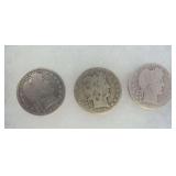 Three Barber Quarters