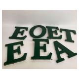 Collection of Green Painted Cast Aluminum Sign Letters