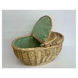 Wicker Picnic Basket with Green Lining