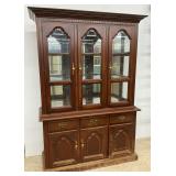Dark Wood 2-Piece China Cabinet, damage