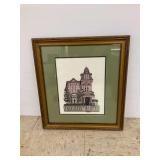 Framed Cross Stitch of Victorian House
