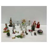 Figurines Including Angels, Birds, and Santas