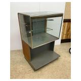 Glass Display Case with Bottom Storage... crack in glass