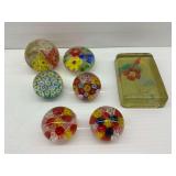Seven Art Glass Paperweights