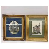 Framed Architectural Print by D.W. Patrick and Framed Cross Stitch
