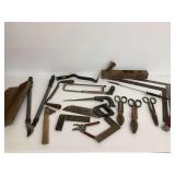 Mixed Lot of Hand Tools including Saws, Shears, and More