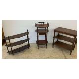 Three Wooden Tiered Display Shelves