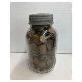 Jar of Lincoln Wheat Pennies