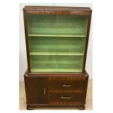 Art Deco Display Cabinet with Glass Doors, Drawers and Storage Compartment