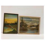 Framed Landscape Painting Signed Lillian Stasek and Frederick D. Ogden Print