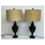 Pair of Bronze Finish Urn Table Lamps with Shades... work