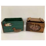 Wooden Boxes with Duck and Deer Decorations