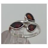 Sterling Silver Ring with Garnets...size 8