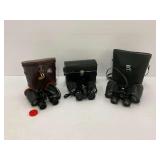 Three Pairs of Binoculars with Cases