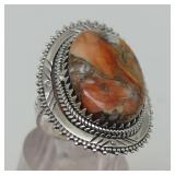 Sterling Silver Ring with Spiny Oyster Stone...size 9
