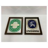 Heineken and Lowenbrau Framed Advertising Mirrors