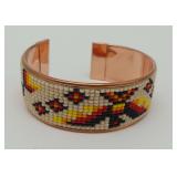 Copper Cuff Bracelet with Beadwork