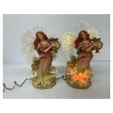 Fiber Optic Angel Figure with Harp, Group of Two...see description