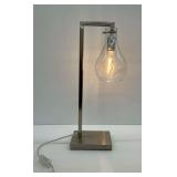 Metal Task Lamp with Distinctive Glass Shade and Exposed Bulb