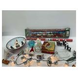 Christmas Decorations with Wooden Sled, Lights, and More