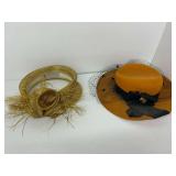 Two Ladies Hats with Veil and Gold Color Design