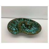 MCM Ceramic Ashtray with Speckled Teal Glaze