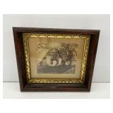 Framed Photograph of a Family Home Set in an Elaborate Wooden Frame