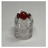 Sterling Silver Orange Jade Ring - Size 7