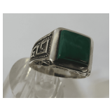 Sterling Silver Ring with Malachite Gemstone...size 9