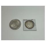 Two Peace Silver Dollars