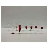 Stemware Group ... Some with Red Glass Accents