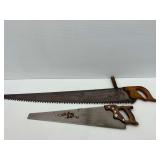 Two Crosscut Saws with Wooden Handles