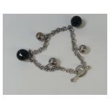 Sterling Silver Bracelet with Onyx Beads