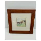 Framed Watercolor of Buildings