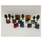 Wooden Village Houses and Trees
