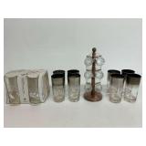 Drinkware with Rack and Two Sets of Glasses