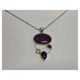 Sterling Silver Gemstone Pendant Necklace