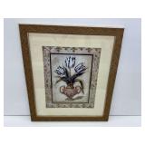 Floral Print with Wooden Frame