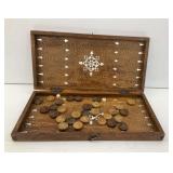Inlaid Wooden Backgammon Game with Playing Pieces