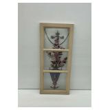 Wooden Framed Floral Glass Panel