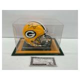 Brett Favre Signed Green Bay Packers Helmet in Display Case