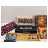 Pictionary, Yahtzee, Trivial Pursuit, Puzzle, and Wooden Marble Game Group