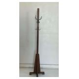 Wooden Coat Rack with Metal Hooks