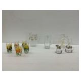 Group of Glass Pitchers and Floral Glasses