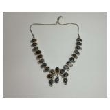 Bonded Silver Tourmalinated Quartz Squash Blossom Necklace