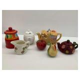 Themed Teapot and Sugar Container Group